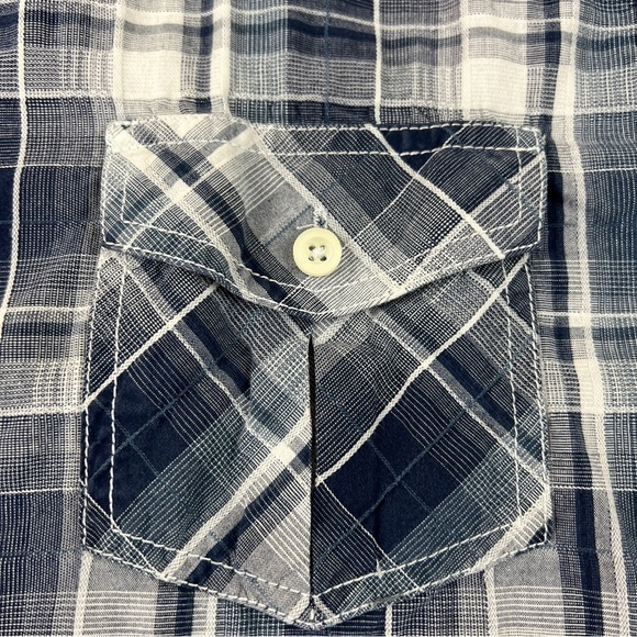 Men's Eighty Eight Blue Plaid  Western Button Down Shirt - Picture 5 of 9